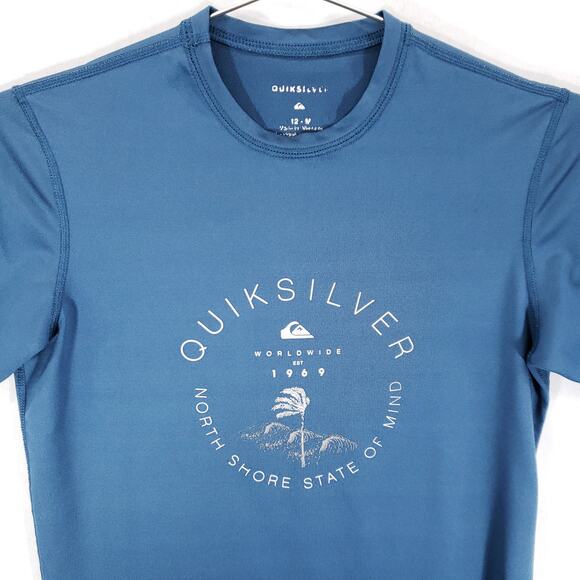 Quicksilver T Shirt Youth 12 Medium Blue North Shore State Of Mind Athletic Tee - Picture 2 of 6